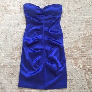 Blue strapless dress